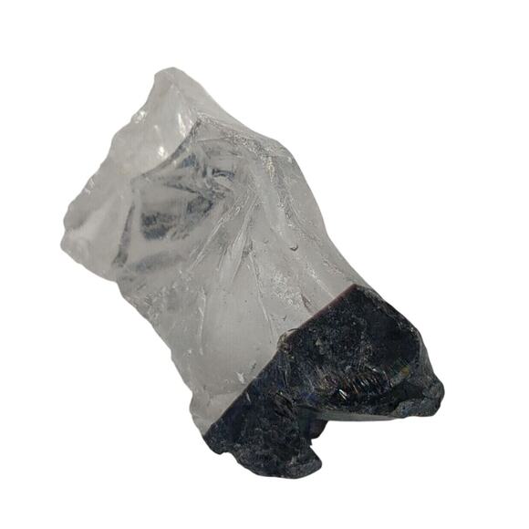 Black TIpped Layered Clear Glass Slag Glass Cullet Pendant Glass Stone #SM2315 - Picture 3 of 5